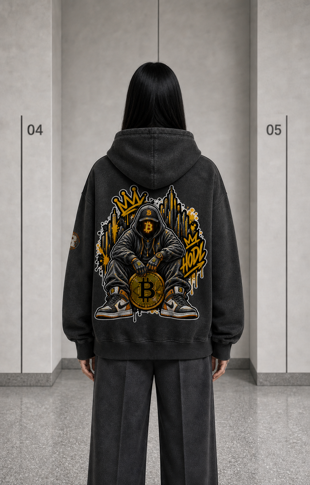 Model wearing the BTC Streetz Holder Series heavyweight hoodie
