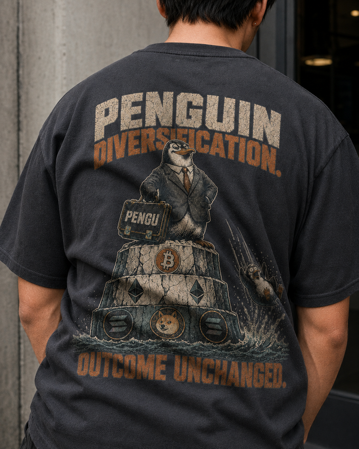 T2 | THE HEAVY Tee — Penguin Diversification | 240GSM Boxy | REKTWEAR