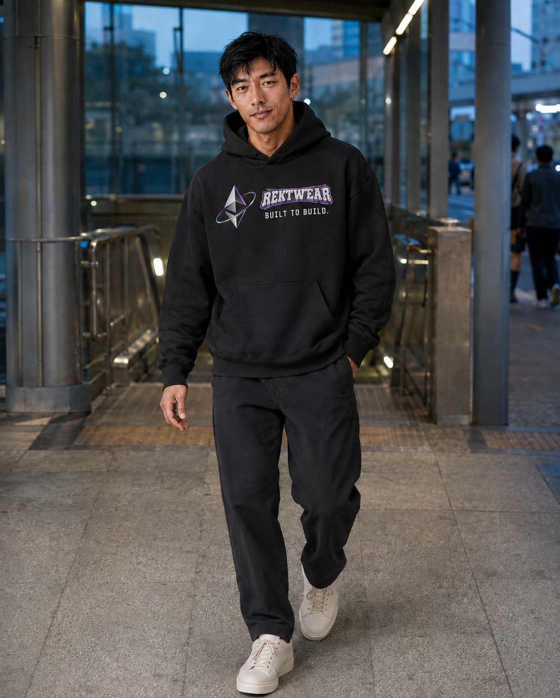 T2 Holder Series Hoodie — Built to Build ETH: Crystalline Tech | H1 380GSM Boxy Relaxed | REKTWEAR