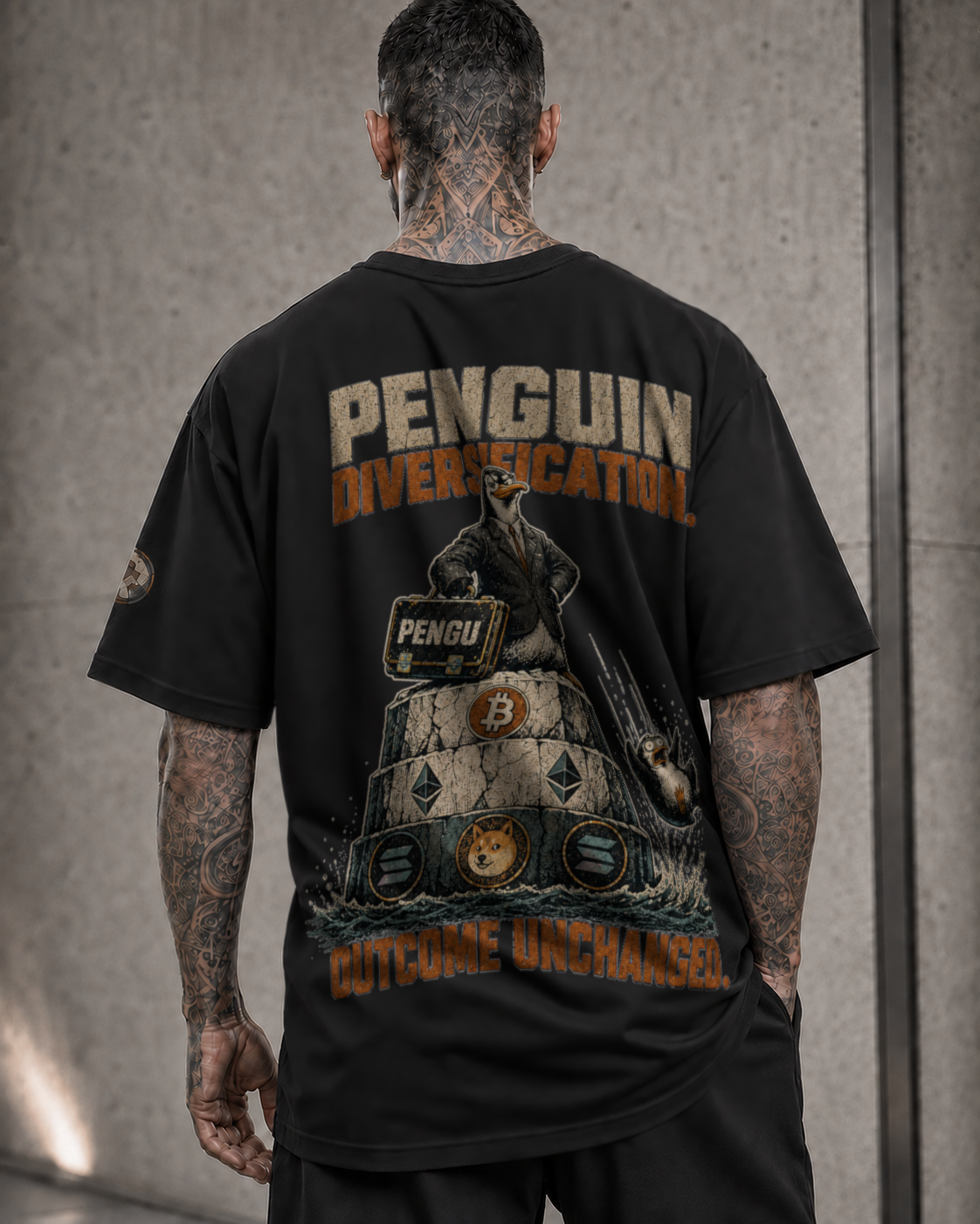 T3 | THE SUPER Tee — Penguin Diversification | 305GSM Oversized | REKTWEAR