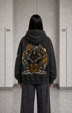 T3 Holder Series Hoodie — BTC Streetz: Crowned Conviction | H2 400GSM Washed Oversized | REKTWEAR