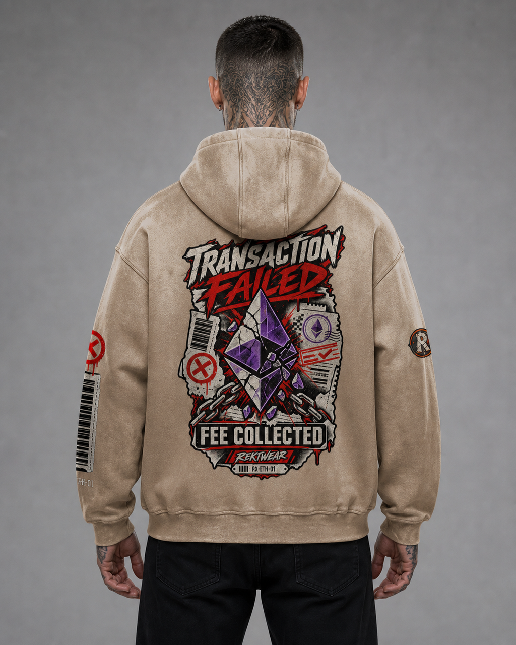 T4 | THE ULTRA — Transaction Failed. Fee Collected. ETH Sun-Faded Hoodie | H3 440GSM Oversized | REKTWEAR