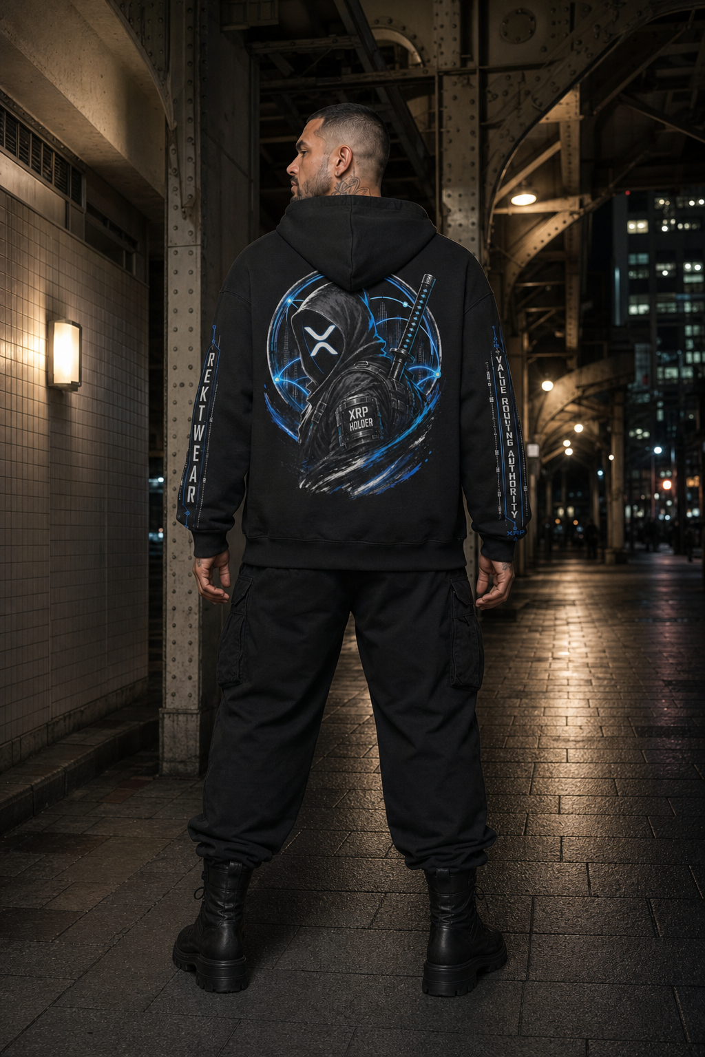 T4 Holder Series Hoodie — Value in Motion: XRP Ronin | H3 440GSM Retro Oversized | REKTWEAR