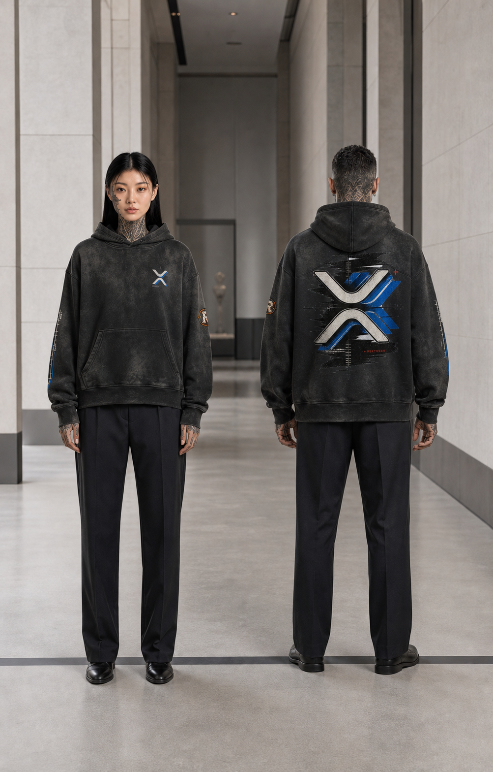 T3 Holder Series Hoodie — XRP Signal | H2 400GSM Sun-Faded Oversized/Tapered | REKTWEAR