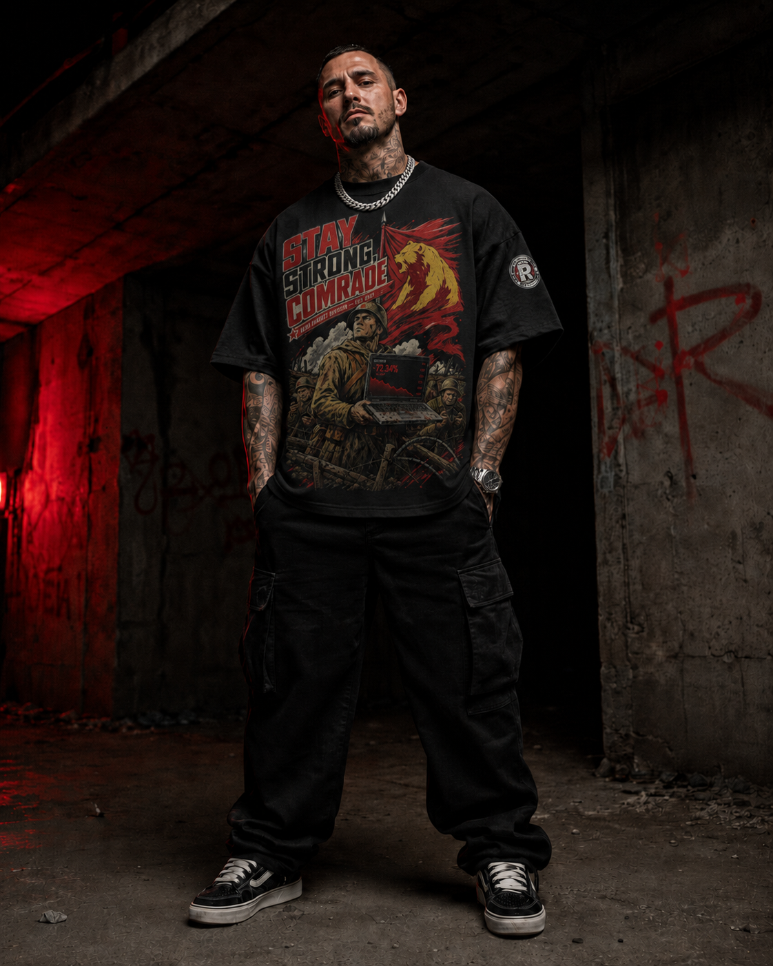 The Ultra Tee — Stay Strong, Comrade | 425GSM Oversized | REKTWEAR