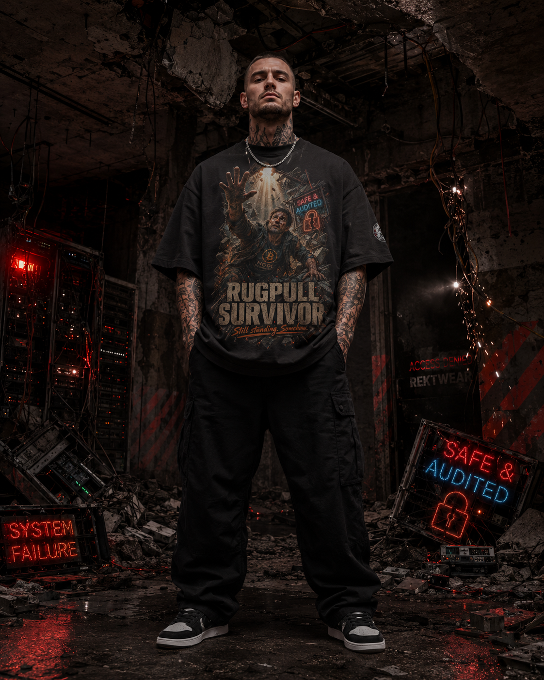 The Ultra Tee — Rugpull Survivor | 425GSM Oversized | REKTWEAR