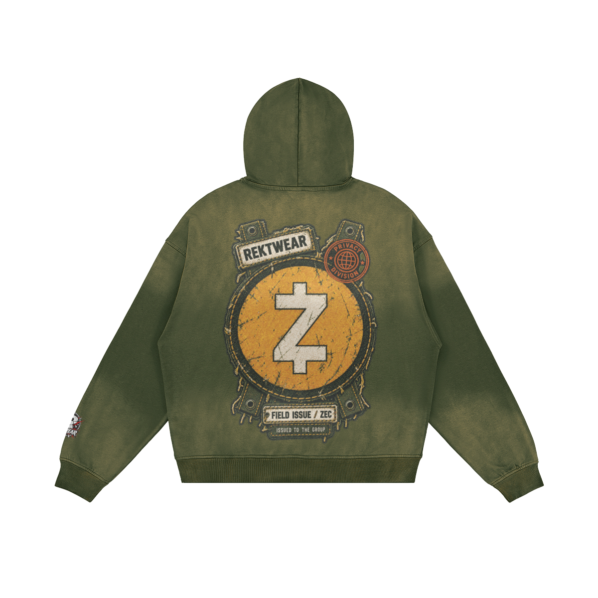 T4 Holder Series Hoodie — Privacy Division: Field Issue ZEC | H3 440GSM Sun-Faded Oversized | REKTWEAR