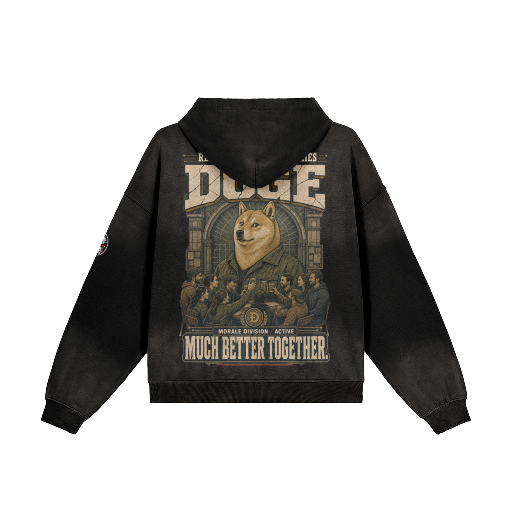 T4 Holder Series Hoodie — DOGE Morale Division: Much Better Together | H3 440GSM Sun-Faded Oversized | REKTWEAR — product image 5