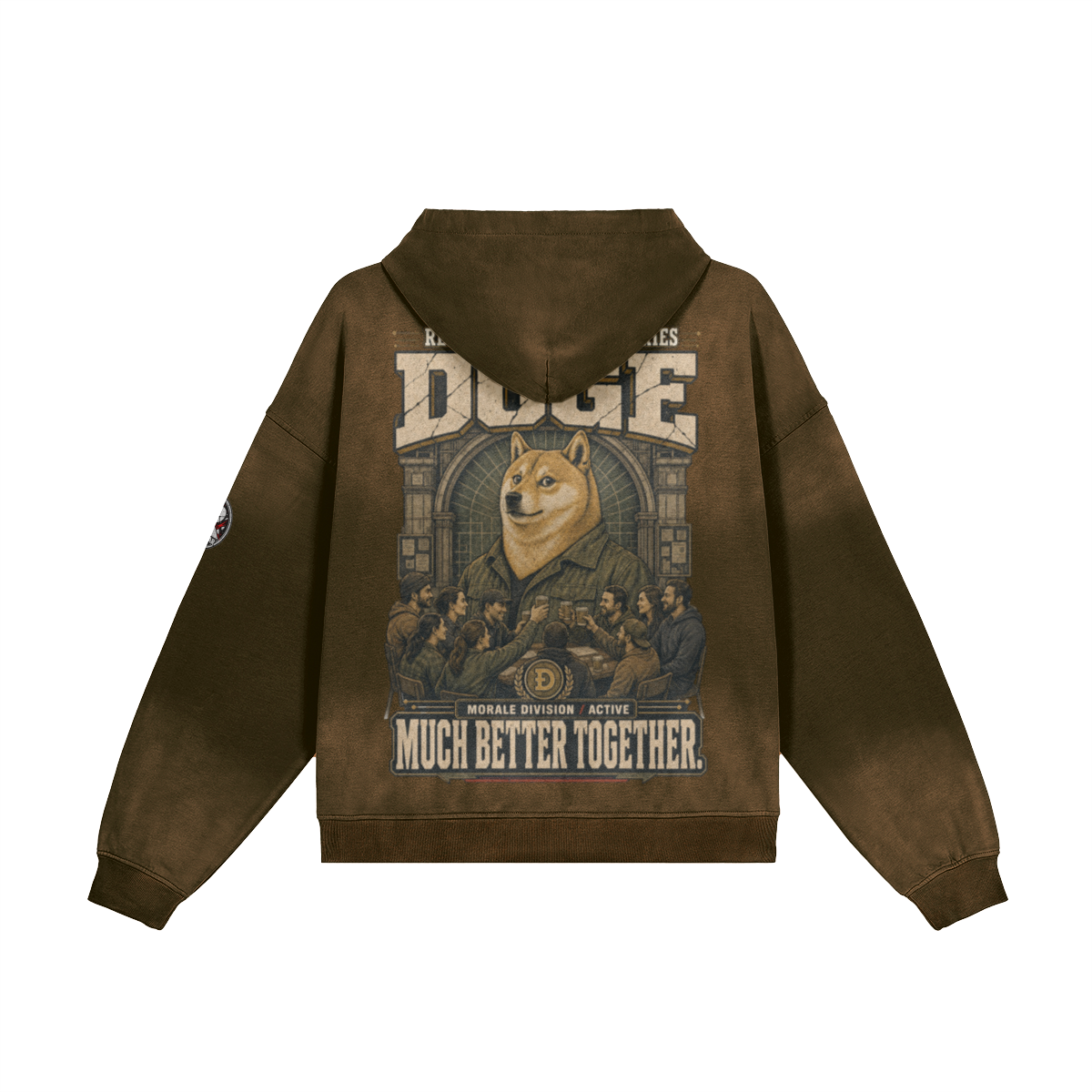 T4 Holder Series Hoodie — DOGE Morale Division: Much Better Together | H3 440GSM Sun-Faded Oversized | REKTWEAR