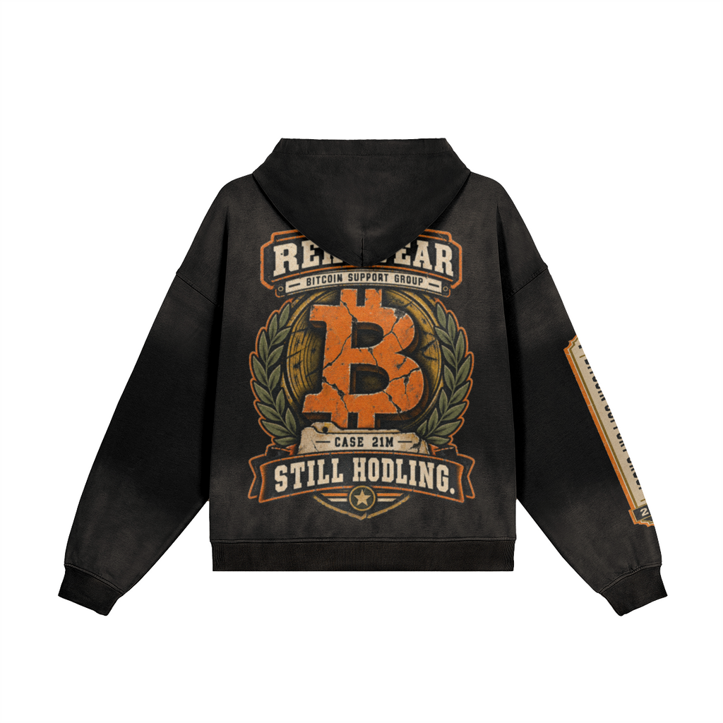 T4 Holder Series Hoodie — Still Holding BTC | H3 440GSM Sun-Faded Oversized | REKTWEAR — product image 1