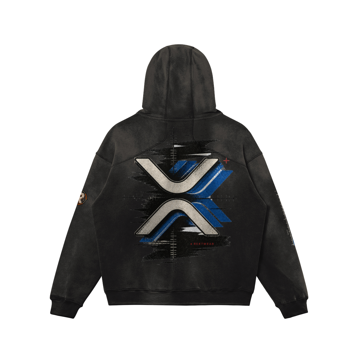 T3 Holder Series Hoodie — XRP Signal | H2 400GSM Sun-Faded Oversized/Tapered | REKTWEAR