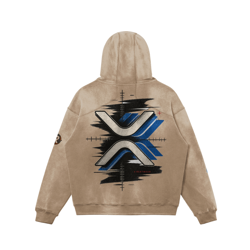 T3 Holder Series Hoodie — XRP Signal | H2 400GSM Sun-Faded Oversized/Tapered | REKTWEAR — product image 1