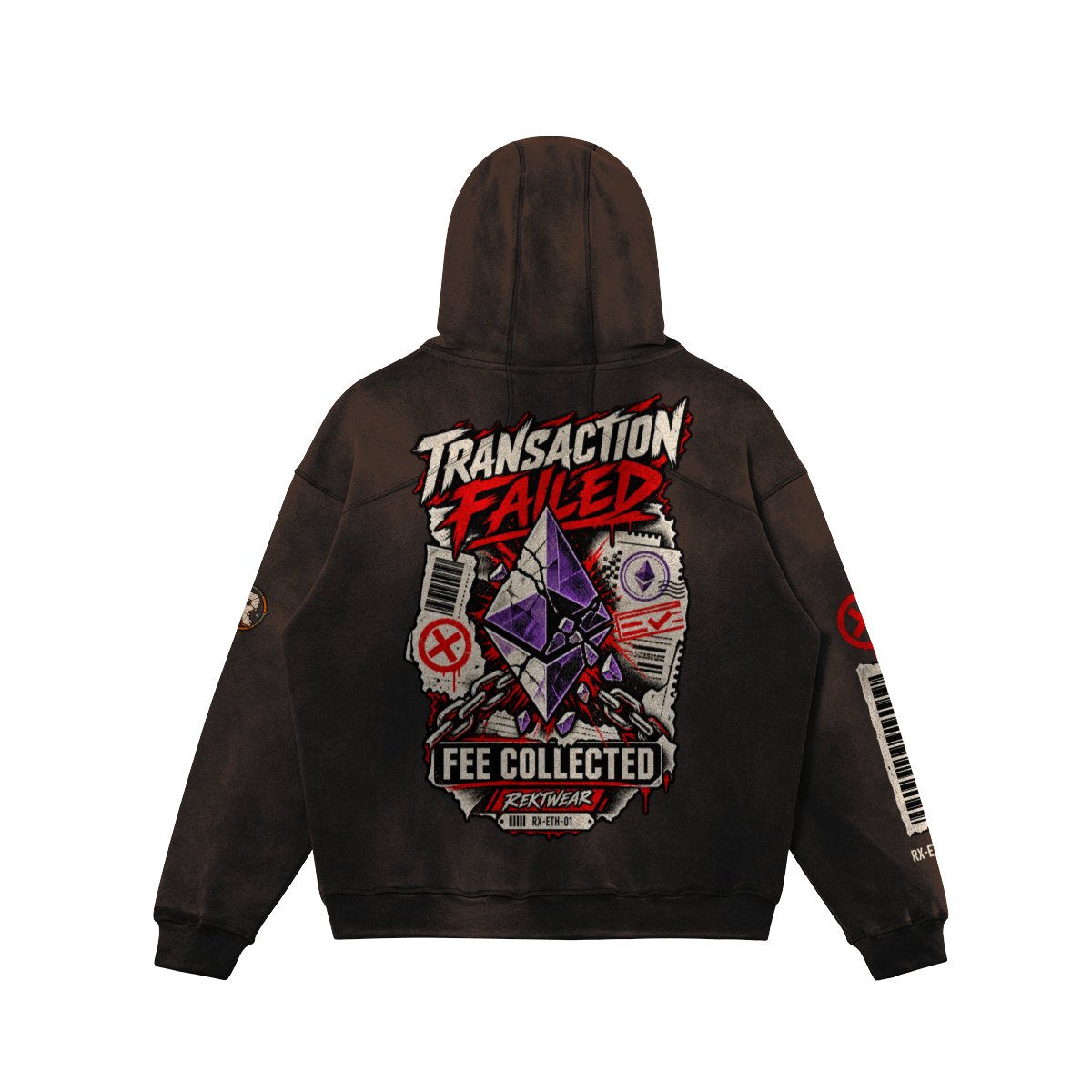 T4 | THE ULTRA — Transaction Failed. Fee Collected. ETH Sun-Faded Hoodie | H3 440GSM Oversized | REKTWEAR