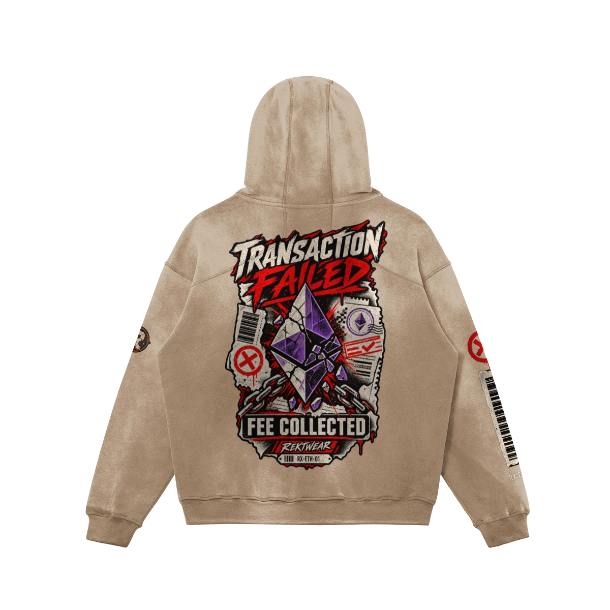 T4 | THE ULTRA — Transaction Failed. Fee Collected. ETH Sun-Faded Hoodie | H3 440GSM Oversized | REKTWEAR