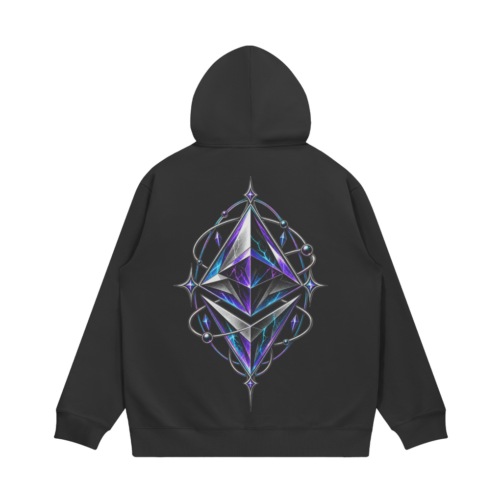 T2 Holder Series Hoodie — Built to Build ETH: Crystalline Tech | H1 380GSM Boxy Relaxed | REKTWEAR — product image 5