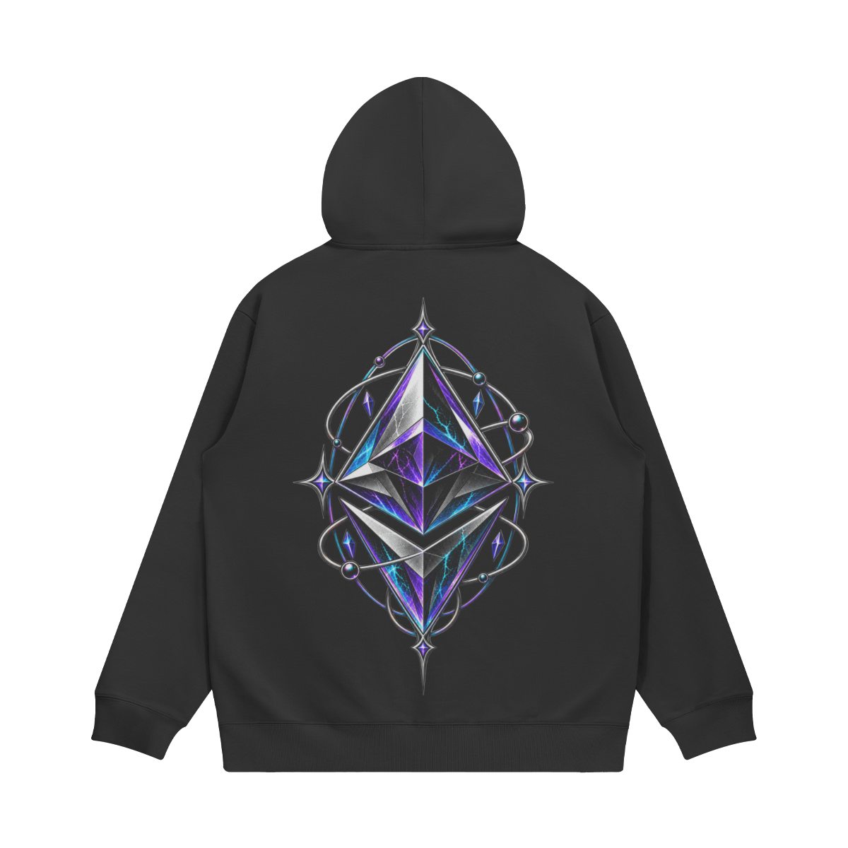 T2 Holder Series Hoodie — Built to Build ETH: Crystalline Tech | H1 380GSM Boxy Relaxed | REKTWEAR