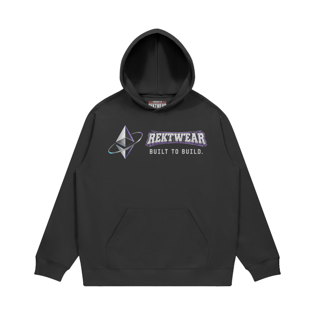 T2 Holder Series Hoodie — Built to Build ETH: Crystalline Tech | H1 380GSM Boxy Relaxed | REKTWEAR — product image 6