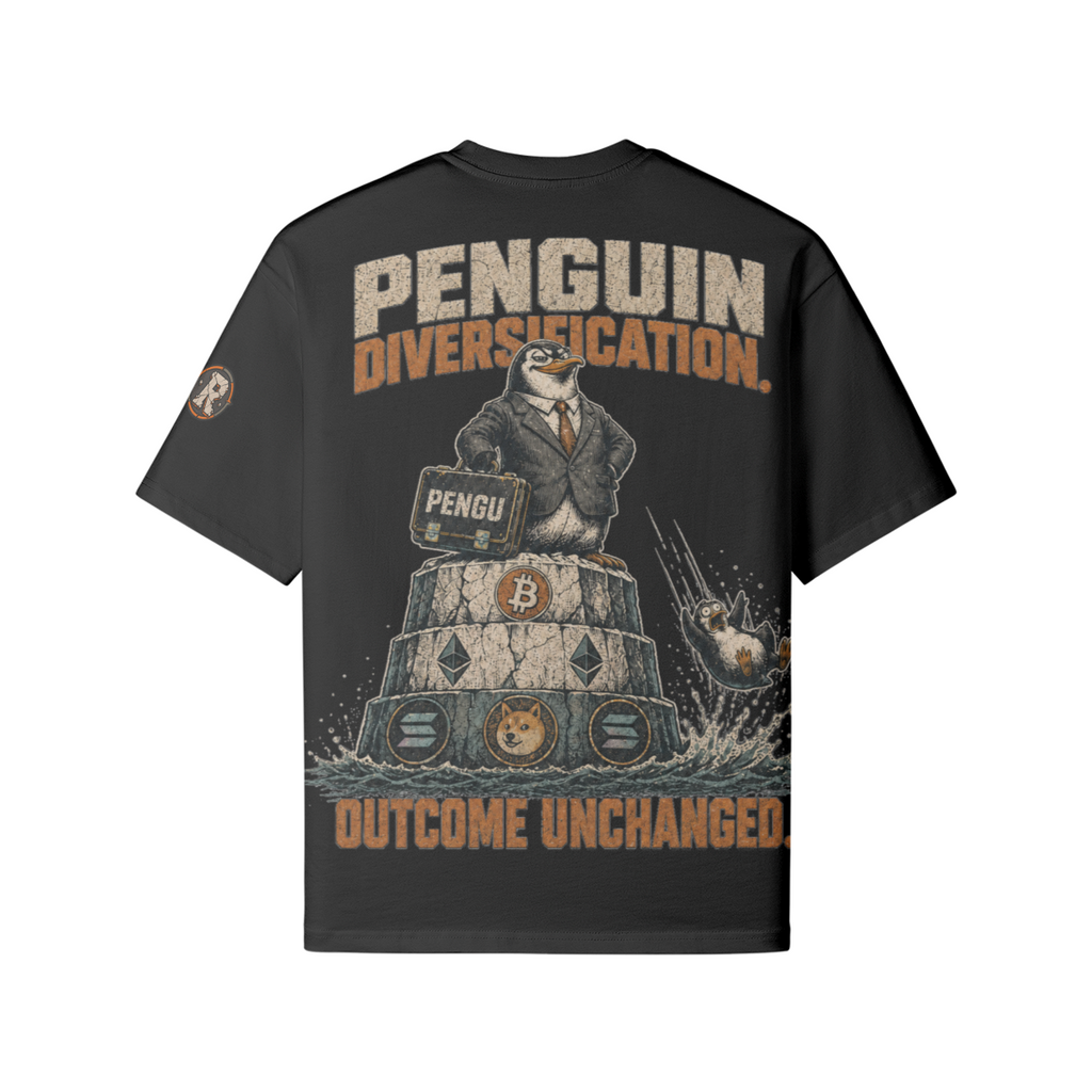 T2 | THE HEAVY Tee — Penguin Diversification | 240GSM Boxy | REKTWEAR — product image 3