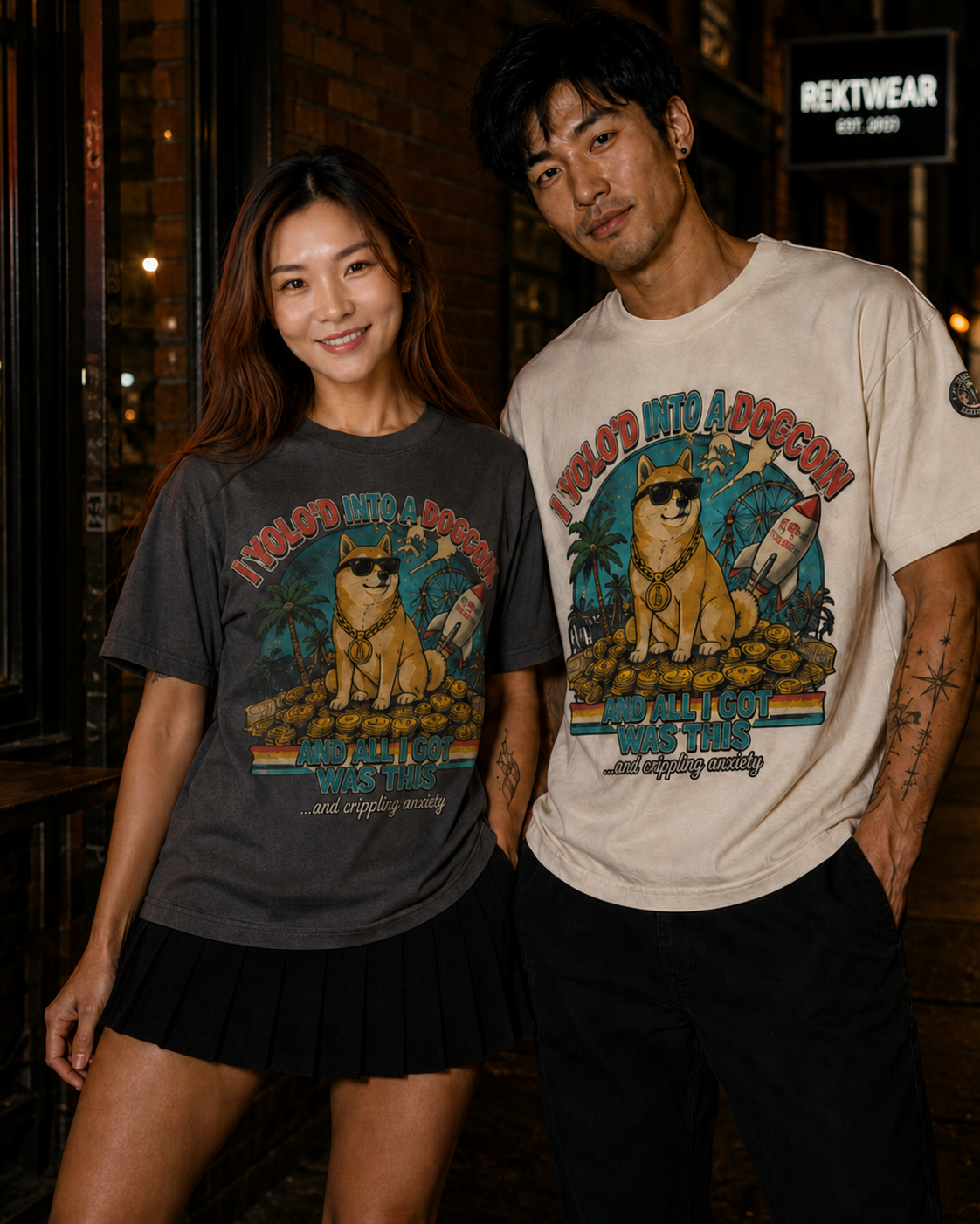 ヘビーTシャツ - YOLOドッグコイン | 240GSM ボクシーフィット | REKTWEAR